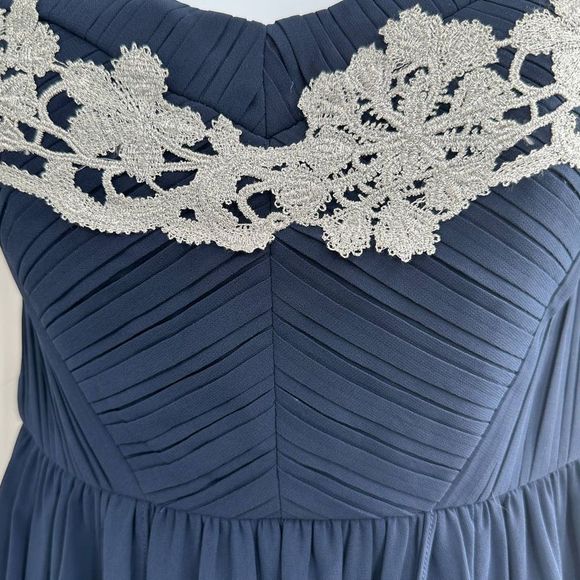 Minuet Navy Women Embellished Sweetheart Fit and Flare‎ Chiffon Mini Dress Small - Picture 7 of 9